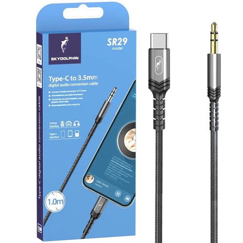 کابل تبدیل Type-C به AUX اسکای دلفین SR29 طول 1 متر