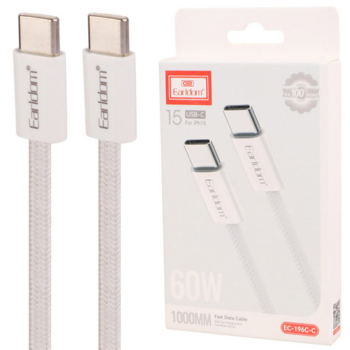 کابل تبدیل فست شارژ Earldom EC-196C-C Type-C To Type-C PD 60W 1m
