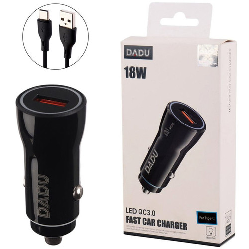 شارژر فندکی فست شارژ Dadu DC-101 3A QC3.0 PD 18W + کابل تایپ سی