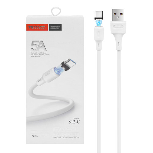 کابل شارژ فست مگنتی TRANYOO Type-C مدل S12-C - سفید