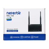 (گارانتی 3 ساله آونگ) - Neterbit NSL-122 Wireless N300 ADSL2 + Modem مشکی - مودم