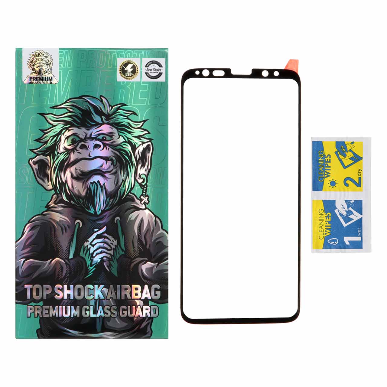 محافظ صفحه نمایش شیشه ای خم فول چسب Full Cover Top Shock درجه یک مدل Samsung Galaxy S8 / Galaxy S9 - (پک دار)