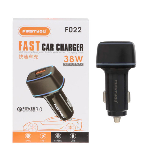 شارژر فندکی فست و PD دو پورت FIRSTYOU مدل F022 38W - مشکی (اصلی)