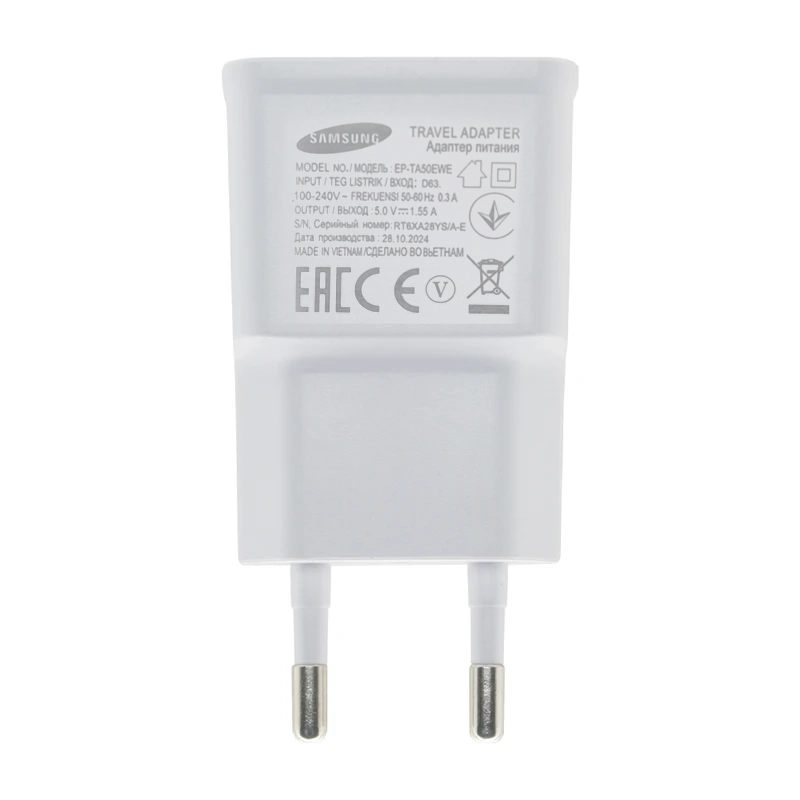 شارژر دیواری تک پورت Samsung مدل EP-TA50EWE - سفید (گارانتی شش ماهه نیکان همراه)