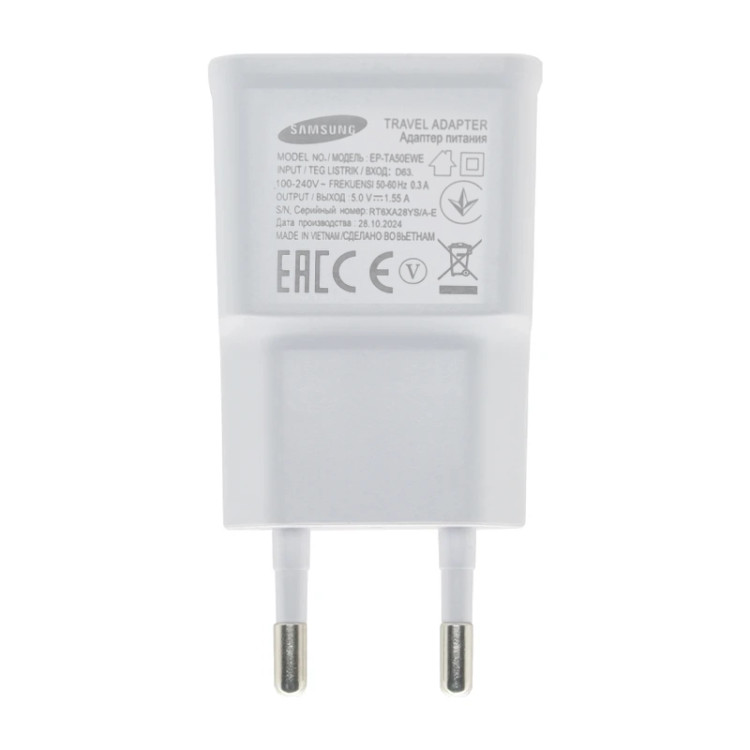 شارژر دیواری تک پورت Samsung مدل EP-TA50EWE - سفید (گارانتی شش ماهه نیکان همراه)