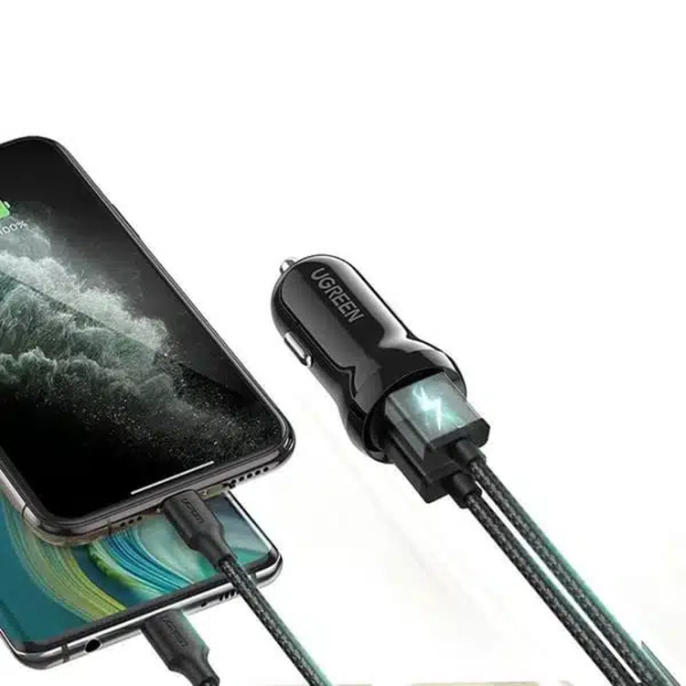 شارژر فندکی فست دو پورت UGREEN 12W مدل ED018-50875 - مشکی (گارانتی 18 ماهه آسان پیشرو)