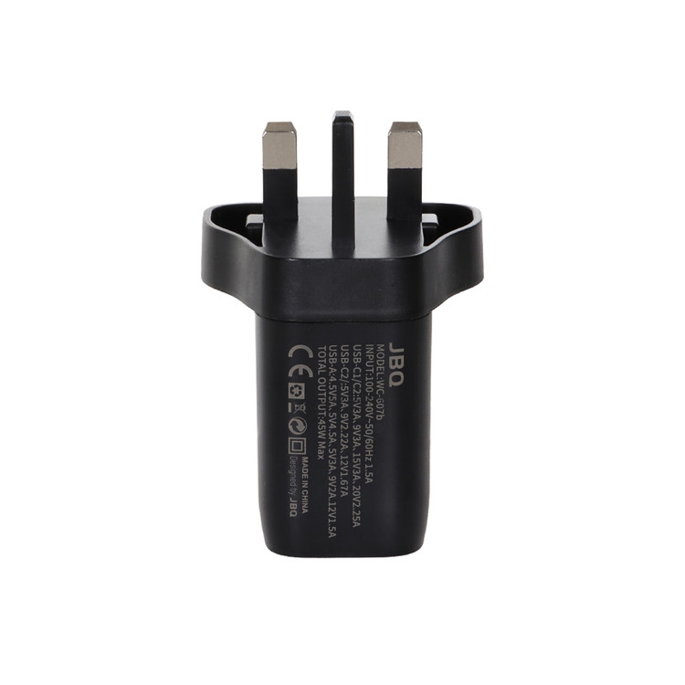 شارژر دیواری فست و PD سه پورت JBQ مدل WC-607B 65W - مشکی (گارانتی یکساله رصاصی)