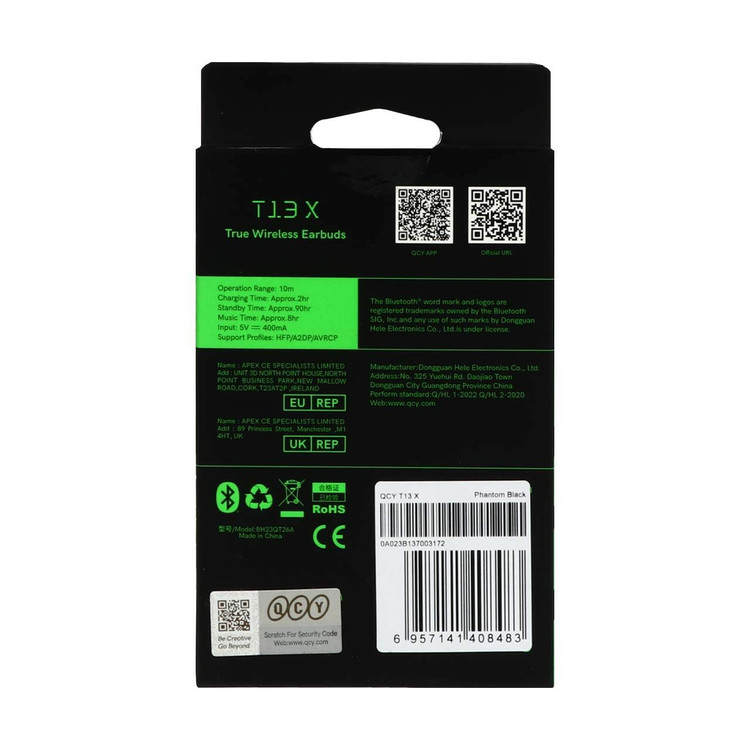 ایرفون بی سیم QCY مدل T13 X - مشکی (گارانتی تعویض یکساله شرکتی)